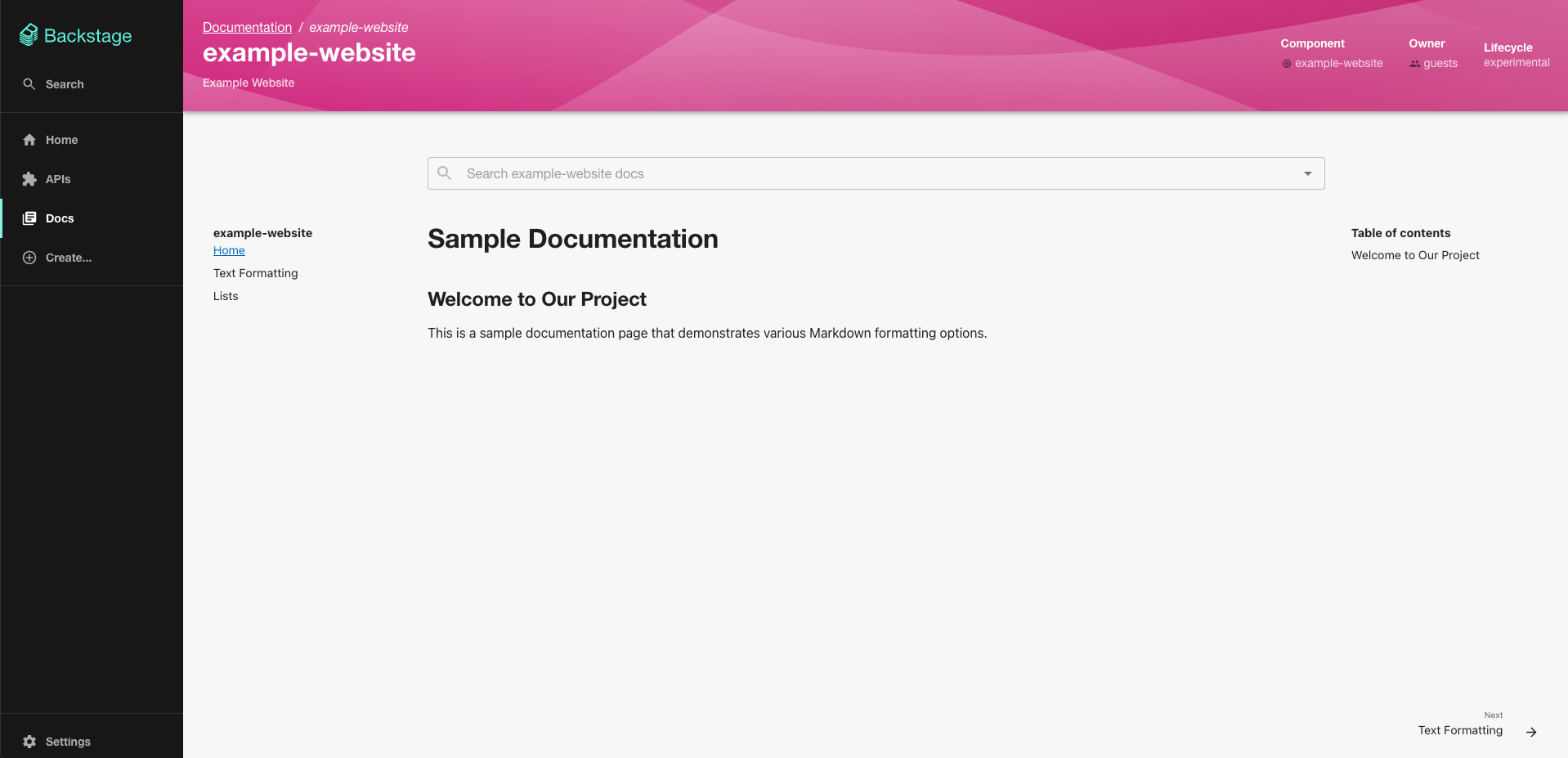 Backstage Documentation